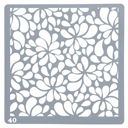 Estencil Para Bolo e Biscoito Floral-St15-40 15x15cm - 1 Un - Cromus Allonsy