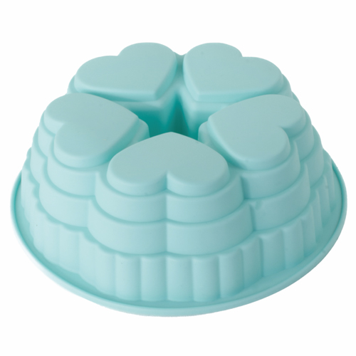 Forma de Silicone Redonda Corações Verde 22,5x22,5x9cm - 1 Un - Cromus Allonsy