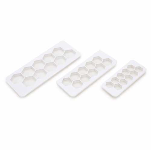 Molde Para Pasta Americana Hexagonal Branco - Jogo com 3 Un - Cromus Allonsy