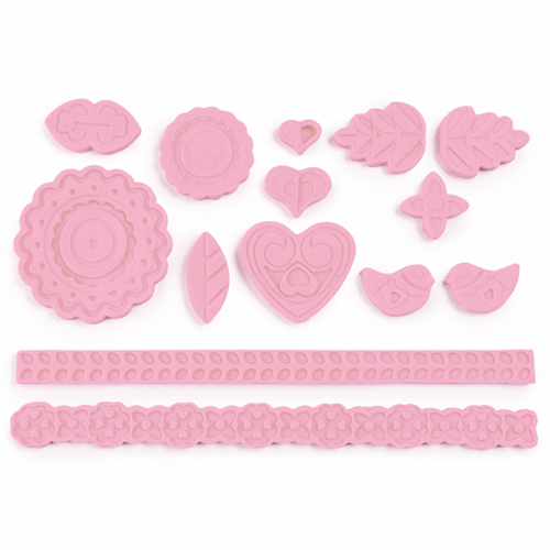 Molde Para Pasta Americana Jardim Encantado 20x12,5x0,7cm Rosa - 1 Un - Cromus Allonsy