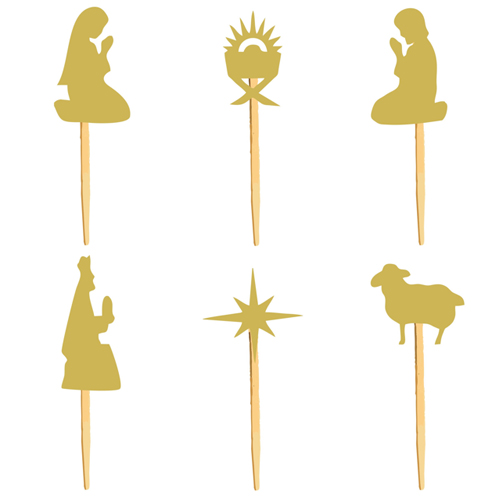 Palito Decorativo Presépio de Natal Dourado P - 6 Un