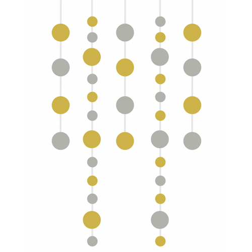 Kit Cortina Cartonada Bolinhas Prata e Dourado - 5 Un