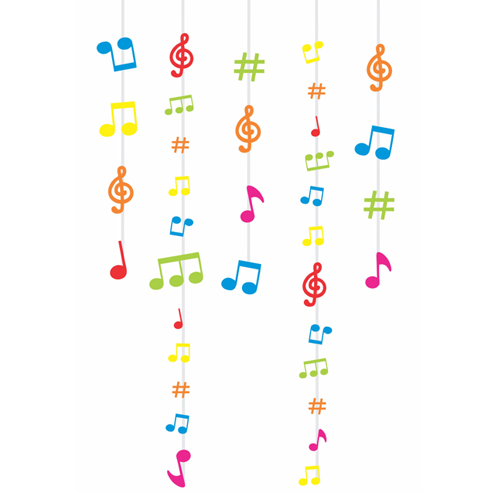 Kit Cortina Cartonada Notas Musicais Color - 5 Un