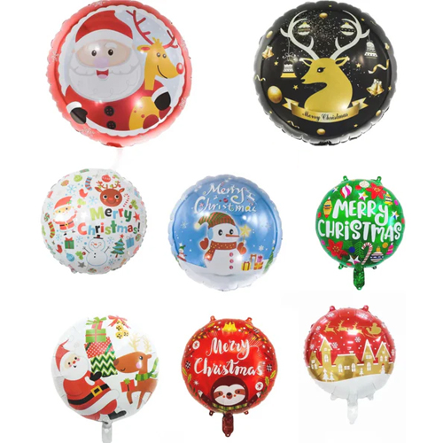 Balão Metalizado Redondo Natalino 18" Sortido - Flutua no Gás Helio