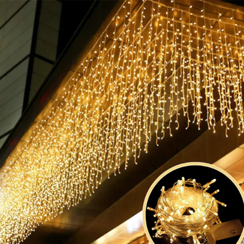 Cortina de Led 400 Lâmpadas 8 Funções 4x3 Metros Branco Quente - 220 Volts