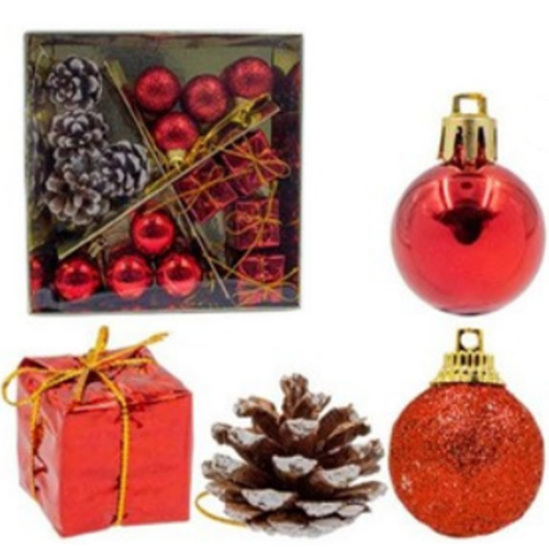 Enfeite Bolas Acessórios Natalinos 16x16cm - Kit com 16 Peças