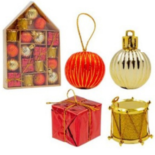 Enfeite Bolas Acessórios Natalinos 4cm - Kit com 20 Peças