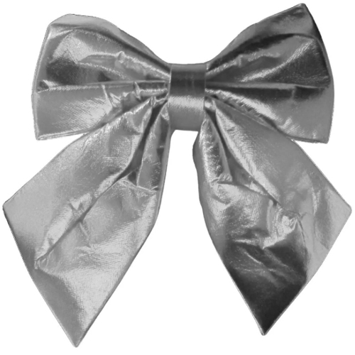 Enfeite Laço Natalino 28x25cm Metalizado Prata - 1 Un