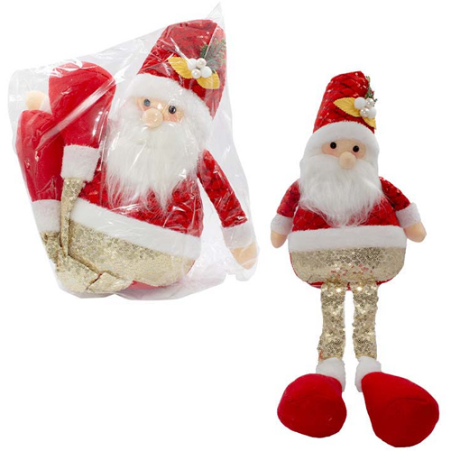 Enfeite Papai Noel em Tecido Luxo Extensão de Pernas 90cm - 1 Un