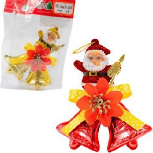 Enfeite Papai Noel Natalino Sinos 10x8cm Cores Variadas - 1 Un