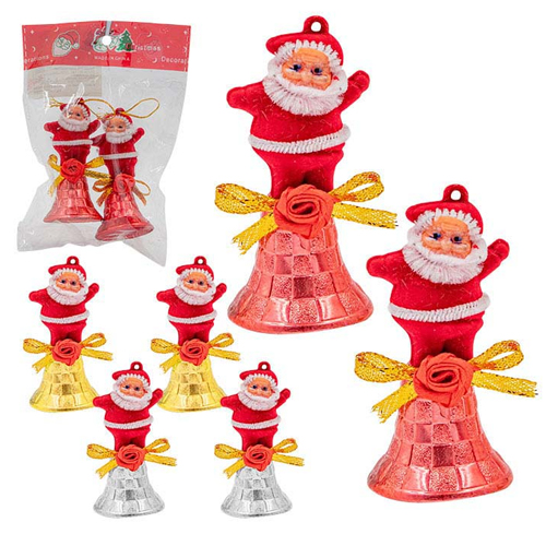 Enfeites Natalino Papai Noel 8x5cm Cores Variadas - Kit com 2 Peças