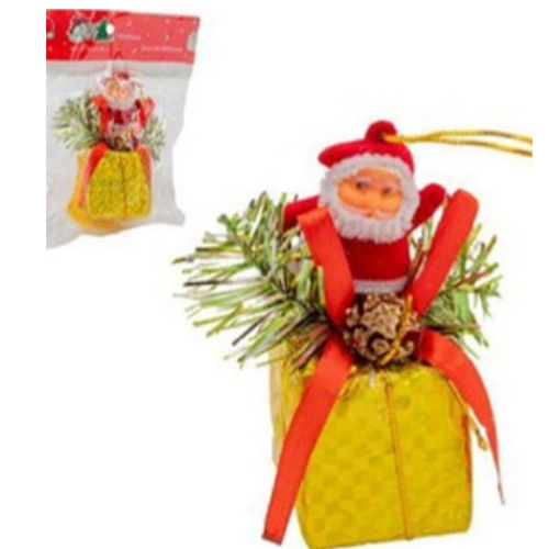 Enfeites Natalino Papai Noel na Caixinha de Presente 3x3cm - 1 Un