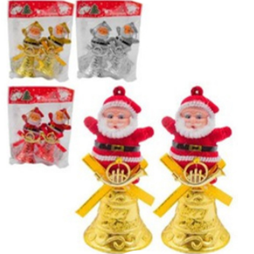 Enfeites Natalino Papai Noel no Sino 9x6cm Sortido - Kit com 2 Peças