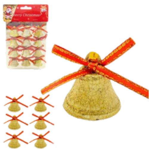 Enfeites Natalino Sino com Laço 3cm - 12 Un