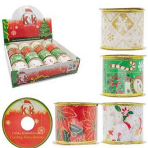 Fita Para Decoração Natalina Luxo 6,3cmx2,00 Metros - 1 Rolo