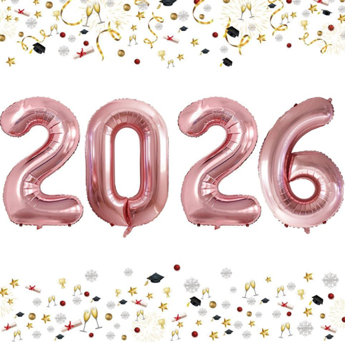 Kit Balão Metalizado 2026 Rosê Gold 18" 40cm