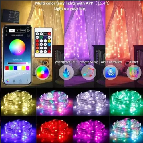 Rolo de Fita de Led Multicores com 10 Metros com Controle Remoto - Bivolt