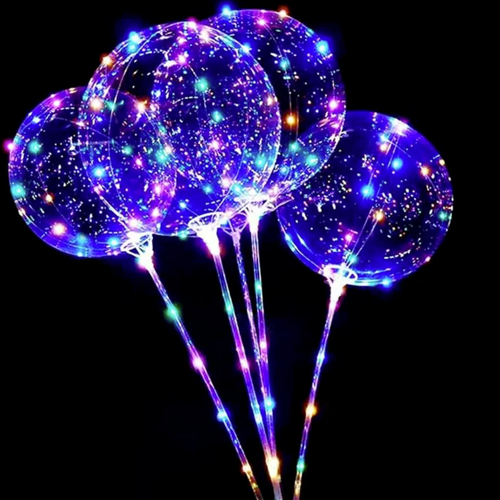 Balão Metalizado Bubble com Led Completo 18"