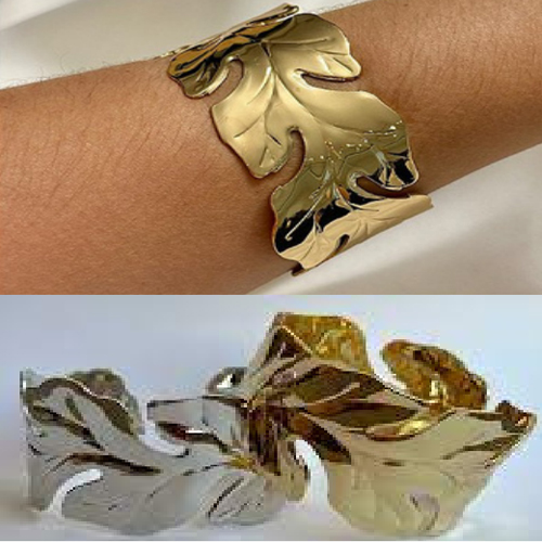 Bracelete Grego de Folha Metal Luxo