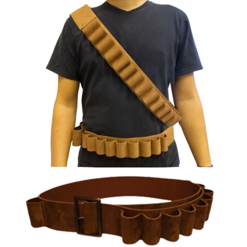 Cinto Cartucheira Luxo em Courino com Camurça