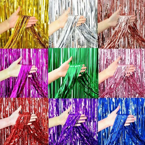 Cortina de Ráfia Metalizada 1,00x2,00 Metros Cores Sortidas