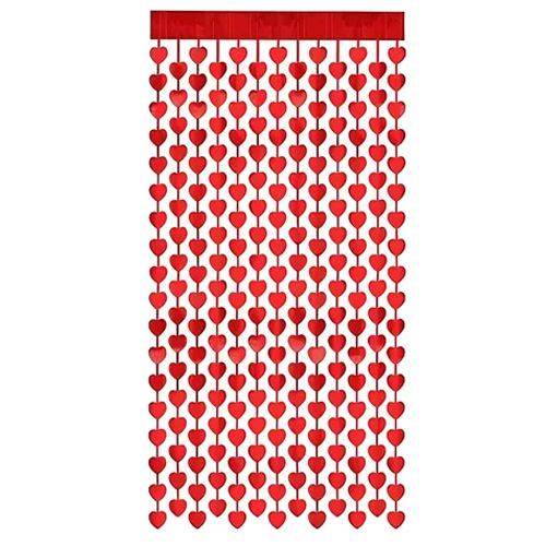 Cortina Metalizada de Coração 2,00x1,00 Metros