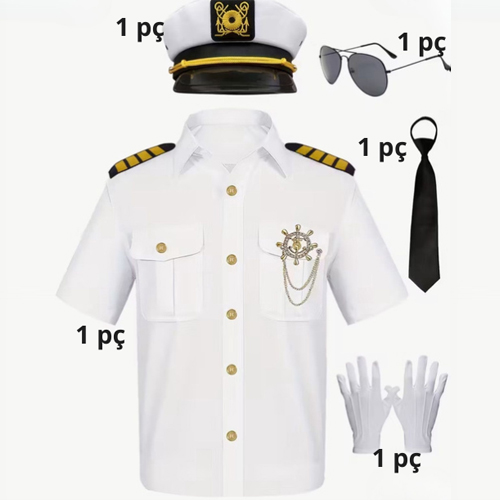 Kit Para Fantasia Adulto Comandante Marinha Luxo M
