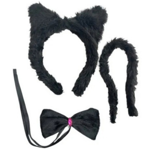 Kit Para Fantasia Gata Preta Em Pelúcia