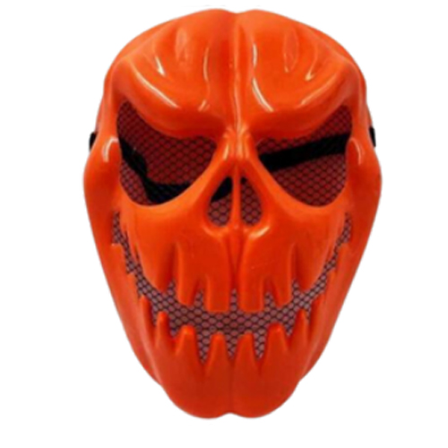 Máscara Plástica Abóbora com Tela - Para Festas