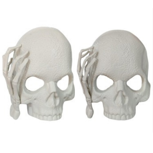 Máscara Plástica Caveira com Mão 20x17cm - Para Festas