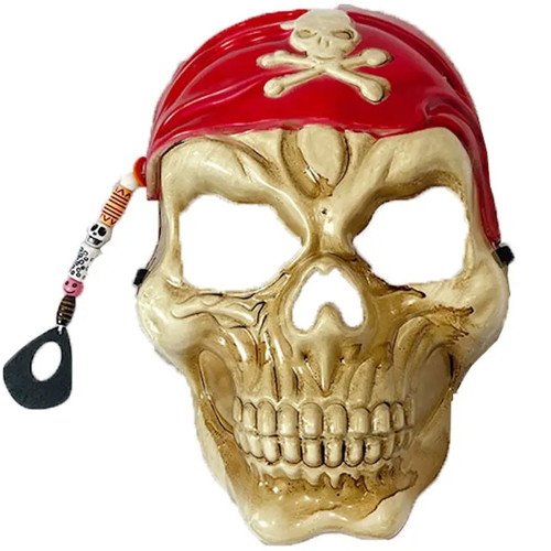 Máscara Plástica Caveira Pirata Luxo - Para Festas