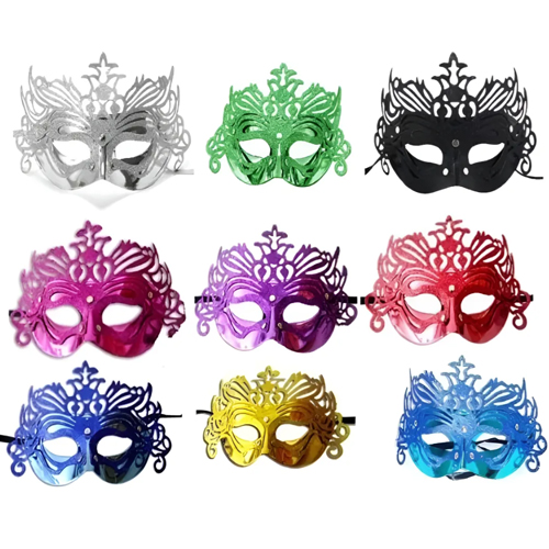 Máscara Veneza Metalizada Com Gliter - Para Festas