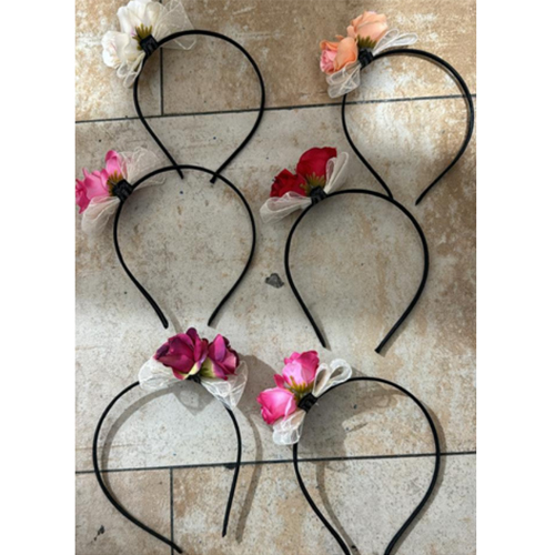 Tiara Havaiana com Arco de Tecido Cetim Flor de Tecido e Laço - Para Festas