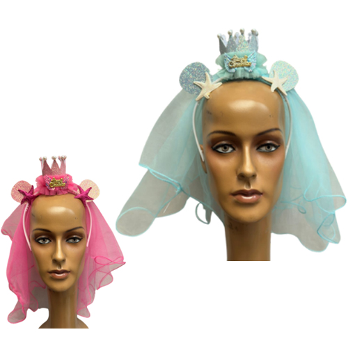 Tiara Luxo Com Coroa e Véu Duplo Cores Diversas - Para Festas