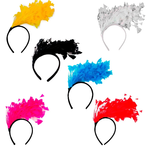 Tiara Pavão Luxo com Penas Lateral - Para Festas