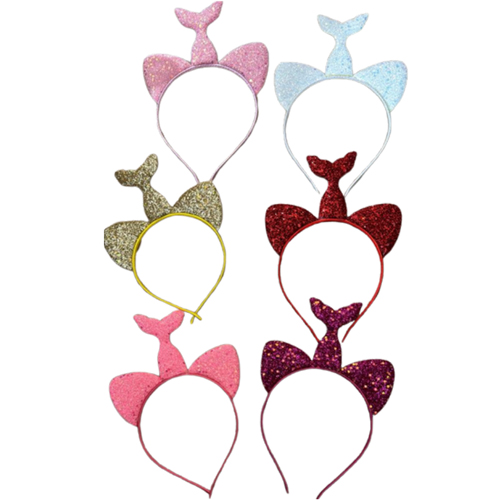 Tiara Sereia Modelo em Tecido com Glitter - Para Festas