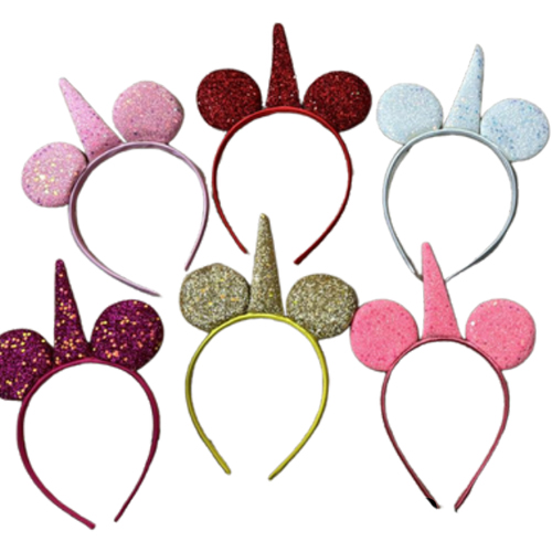 Tiara Unicórnio Modelo Tecido com Glitter - Para Festas