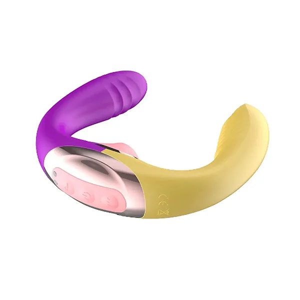 VIBRADOR DUPLO PARA LESBICAS COM SUGADOR E MOVIMENTO DE VEM 10 MODOS