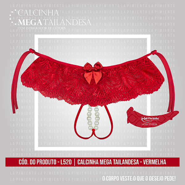 CALCINHA TAILANDESA  AJUSTAVEL EM RENDA VEMELHA TAM U