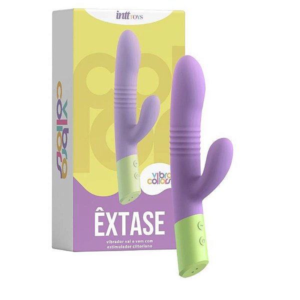 ÊXTASE VIBRADOR VAI E VEM COM ESTIMULADOR CLITORIANO VERDE