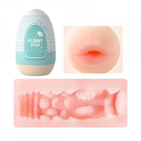 Funny Egg Masturbador Masculino Formato Boca em Cyberskin