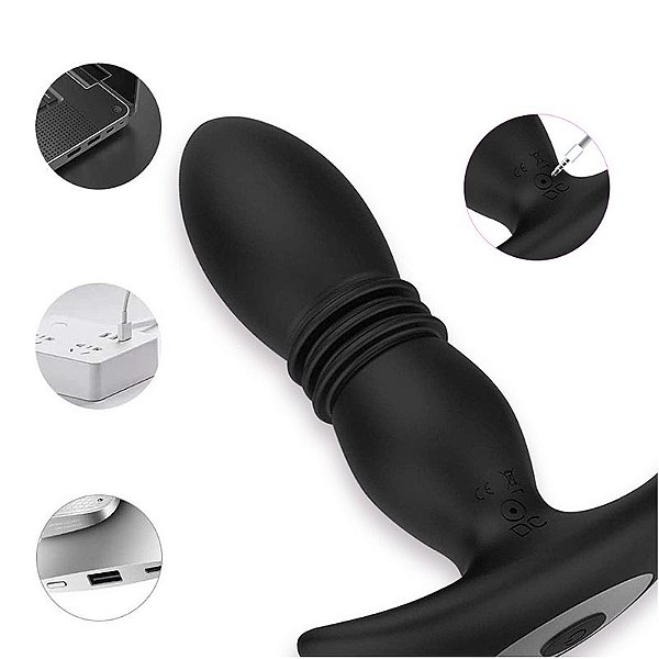 Plug Anal com vibrador e vai e vem -