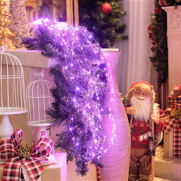 Iluminação de Natal - Rattan 160 Leds Bivolt Rosa Claro