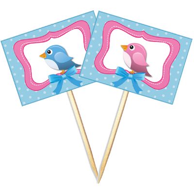 Lolipop para Cupcake Especial Rosa e Azul - 10 Un