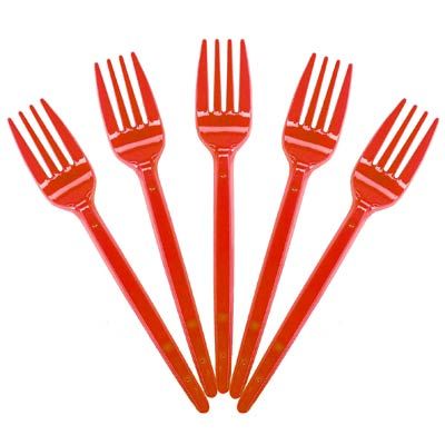 Garfo Descartável para Sobremesa Vermelho - 50 Un