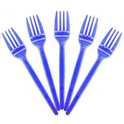 Garfo Descartável para Sobremesa Azul - 50 Un