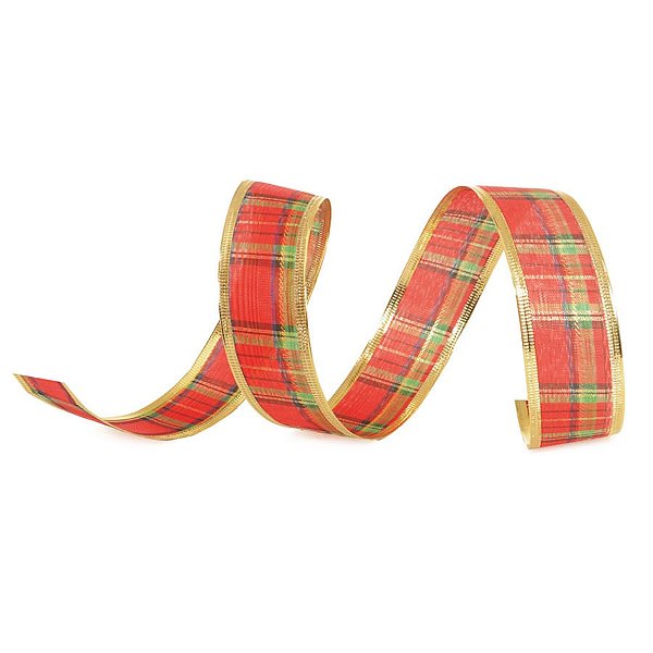 Fita Xadrez Vermelho e Verde 3,8 cm x 9,14 mts