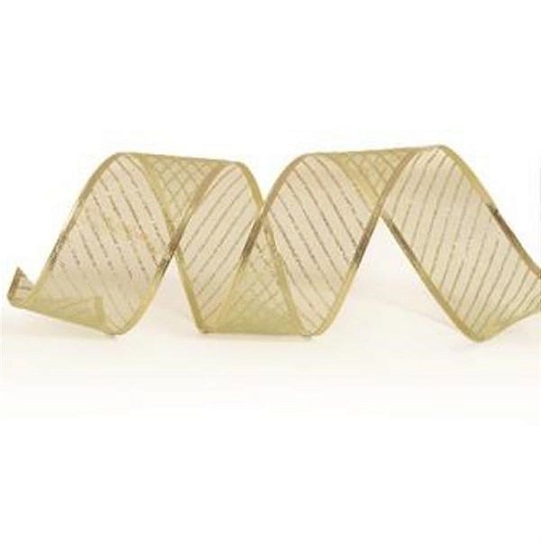 Fita Organza com Listras Verde Claro 6,3 cm x 9,14 mts (Fitas Natalinas) - 1 Un