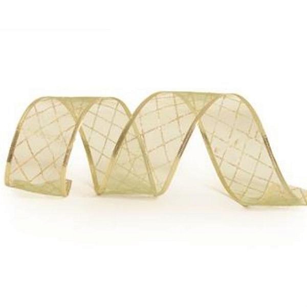 Fita Organza com Listras Verde Claro 6,3 cm x 9,14 mts (Fitas Natalinas) - 3 Un