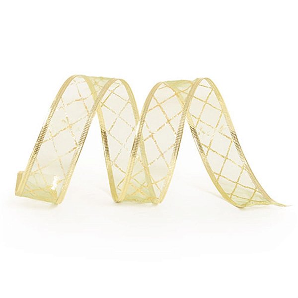 Fita Organza com Listras Verde Claro 3,8 cm x 9,14 mts (Fitas Natalinas) - 3 Un